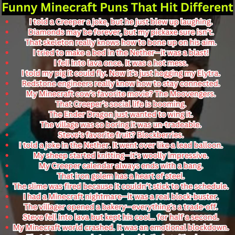 Funny Minecraft Puns That Hit Different