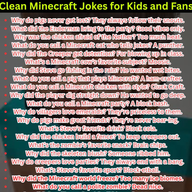 Clean Minecraft Jokes for Kids and Fans