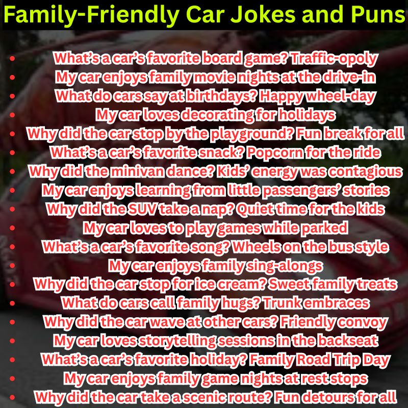 Family-Friendly Car Jokes and Puns