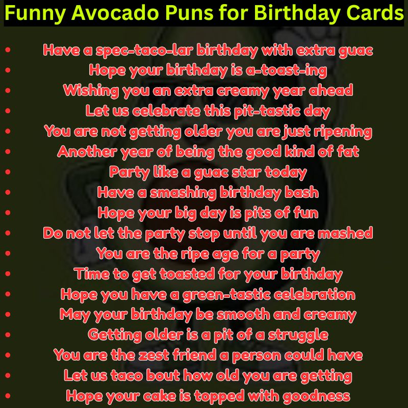 Funny Avocado Puns for Birthday Cards