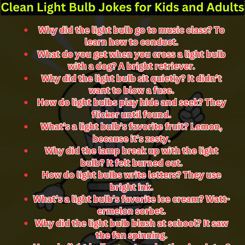 Clean Light Bulb Jokes for Kids and Adults