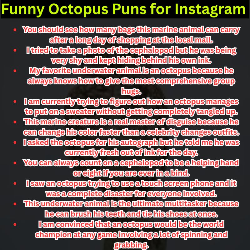 Funny Octopus Puns for Instagram Captions