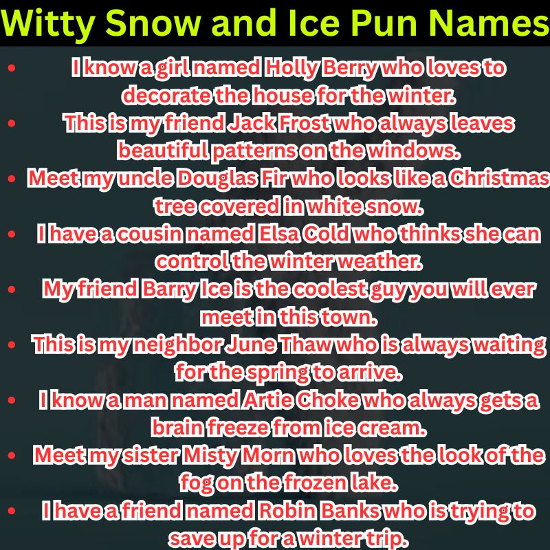 Witty Snow and Ice Pun Names