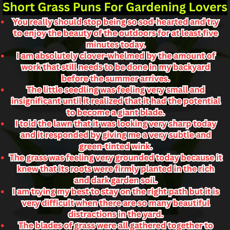 Short Grass Puns For Gardening Lovers