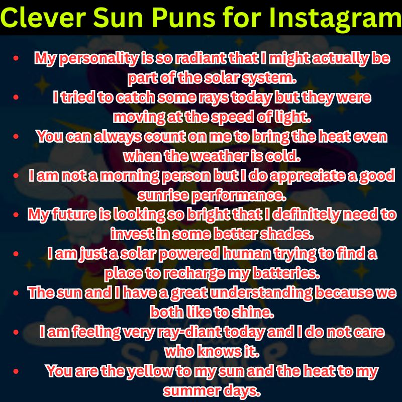Clever Sun Puns for Instagram