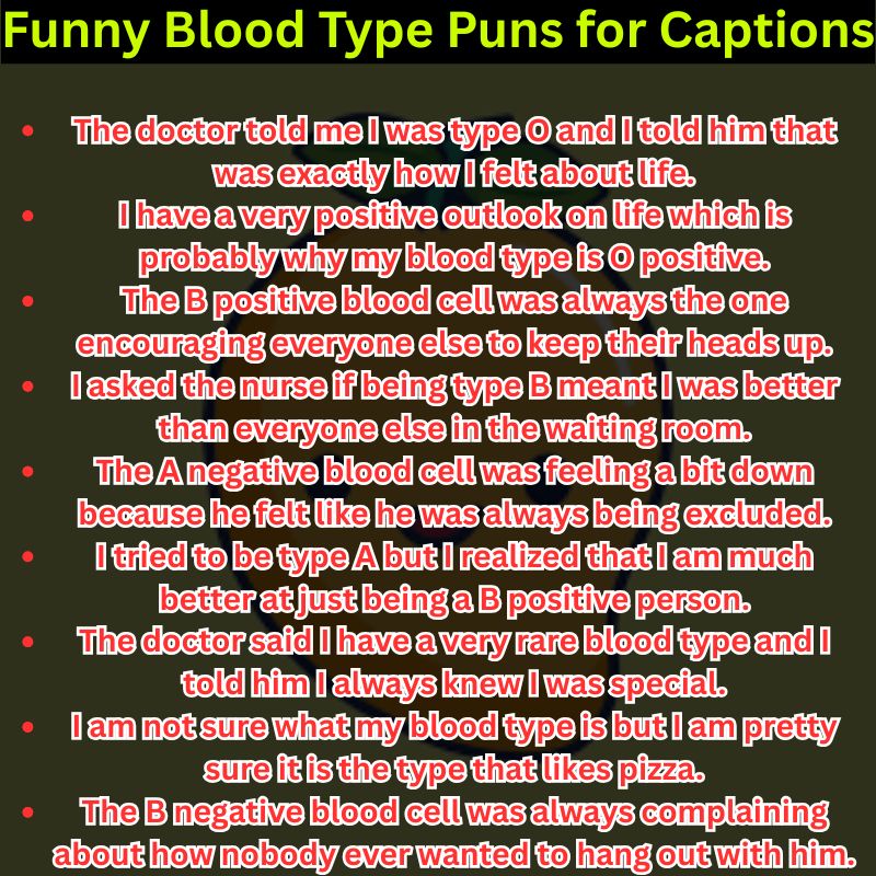 Funny Blood Type Puns for Captions