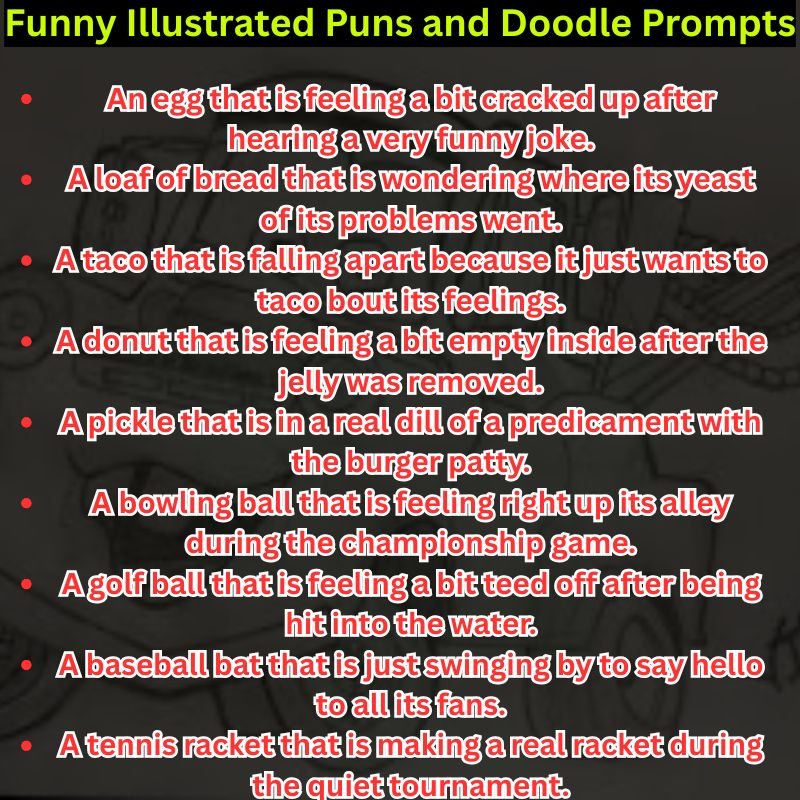 Funny Illustrated Puns and Doodle Prompts
